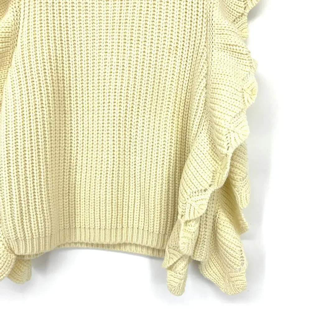 Line and Dot Juliana Sleeveless Scalloped Top Womens Size XS Cream Knit Ruffles